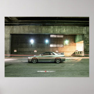 Poster Nissan Skyline GT-R R34 dans le centre de Los Ange