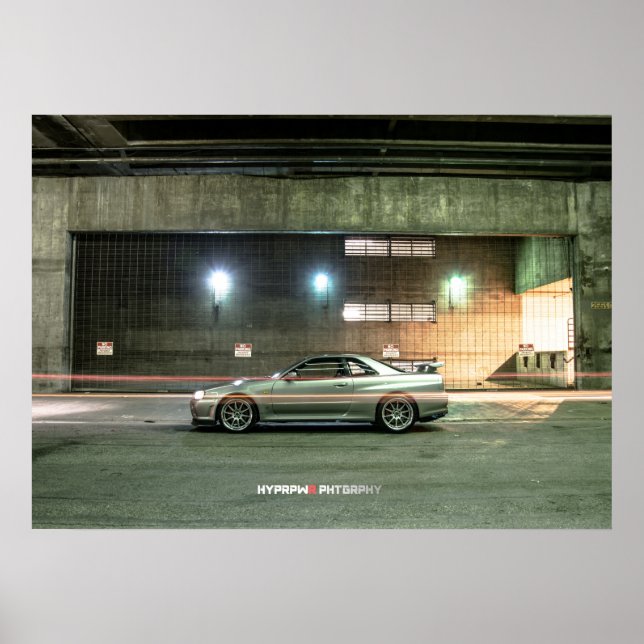 Poster Nissan Skyline GT-R R34 dans le centre de Los Ange (Devant)