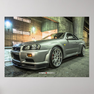 Poster Nissan Skyline R34 GTR à Los Angeles du centre