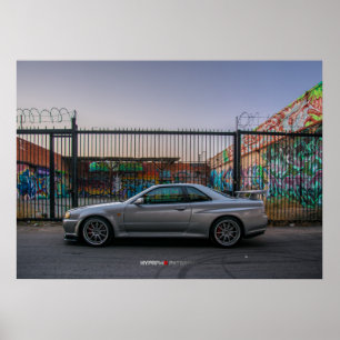 Poster Nissan Skyline R34 GTR à Los Angeles du centre