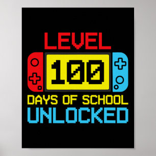 Poster Niveau 100 Jours De Jeux Vidéo De Gamer Déverrouil