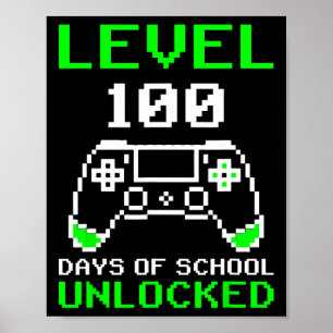 Poster Niveau 100 Jours De Jeux Vidéo De Gamer Déverrouil