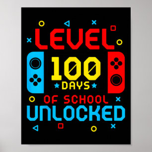 Poster Niveau 100 Jours De Jeux Vidéo De Gamer Déverrouil