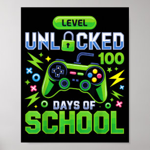 Poster Niveau 100 Jours D'école Débloqué Jeu Vidéo Drôle