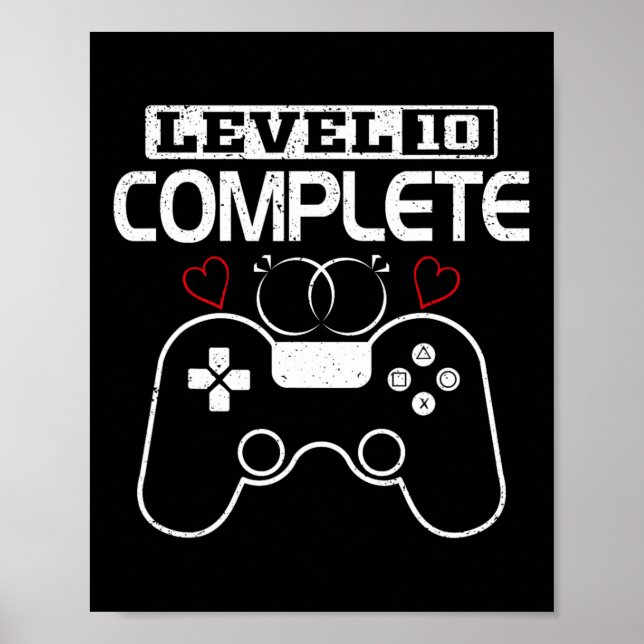 Poster Niveau 10 Terminé 10 ans Anniversaire Mariage Vid (Devant)