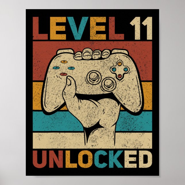 Poster Niveau 11 Déverrouillé 11 ans tenue Anniversaire g (Devant)