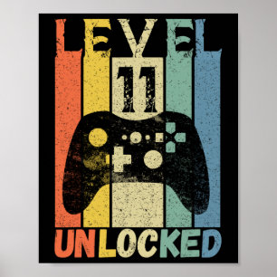 Poster Niveau 11 Unlock Birthday Shirt Gamer Shirt Boys