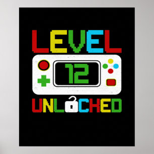 Poster Niveau 12 Jeu vidéo déverrouillé 10e anniversaire 