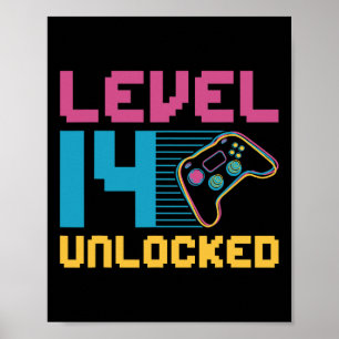 Poster Niveau 14 Jeu déverrouillé Anniversaire