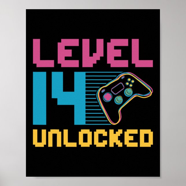Poster Niveau 14 Jeu déverrouillé Anniversaire (Devant)