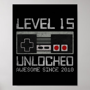 Poster Niveau 15 Débloqué Vidéo d'anniversaire 15 ans Ado
