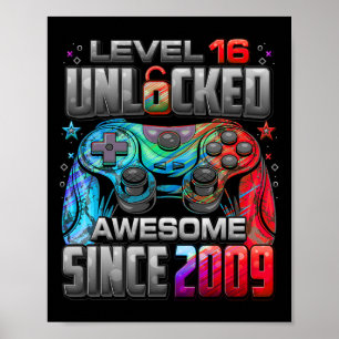 Poster Niveau 16 Débloqué Incroyable Depuis Anniversaire