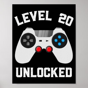 Poster Niveau 20 Déverrouillé Funny 20e anniversaire de M