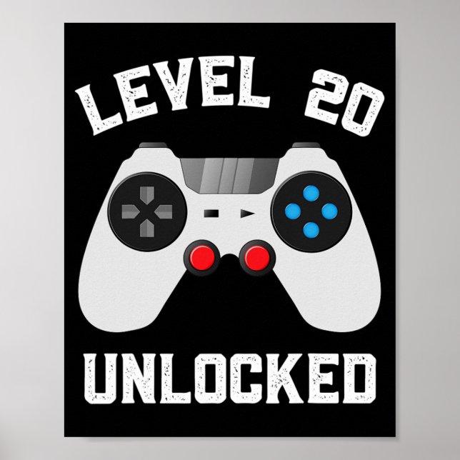 Poster Niveau 20 Déverrouillé Funny 20e anniversaire de M (Devant)