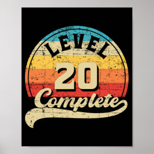 Poster Niveau 20 Gamer Complet Tee 20e Mariage Anniversa
