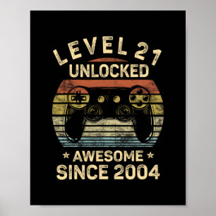 Poster Niveau 21 Débloqué 21e Anniversaire Cadeaux 21 Ans