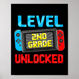 Poster Niveau 2E Année Déverrouillé Retour À L'École Prem