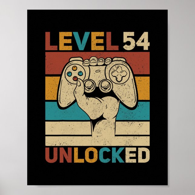 Poster Niveau 54 Déverrouillé 54e anniversaire 54 ans (Devant)