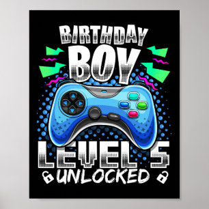 Poster Niveau 5 Jeu vidéo déverrouillé 5e Jeu d'anniversa