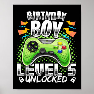 Poster Niveau 5 Jeu vidéo déverrouillé 5e Jeu d'anniversa