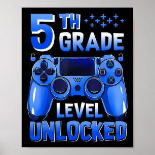 Poster Niveau 5e Débloqué Gamer Premier Jour D'école