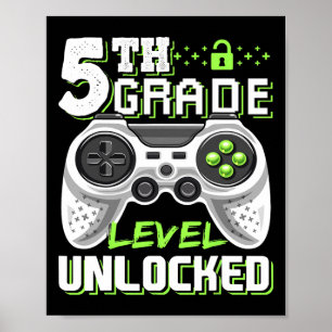 Poster Niveau 5e Débloqué Jeu Vidéo Rentrée Scolaire