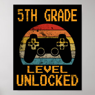Poster Niveau 5e débloqué Jeux vidéo Retour à l'école