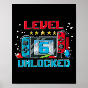 Poster Niveau 6 Débloqué Cadeaux de 6ème anniversaire Gar