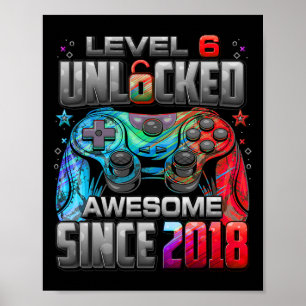 Poster Niveau 6 Débloqué Incroyable Depuis 6ème Anniversa