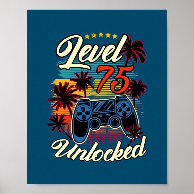 Poster Niveau 75 Déverrouillé Homme jeu vidéo 75e anniver (Devant)