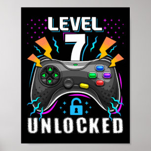 Poster Niveau 7 Débloqué Jeu Vidéo 7ème Anniversaire Game