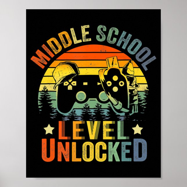 Poster Niveau de jeu vidéo déverrouillé collège retour à  (Devant)