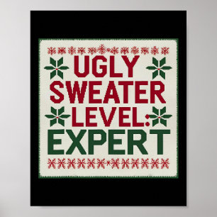 Poster Niveau Expert Pulls de Noël Drôles et Laids