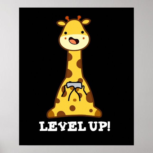 Poster Niveau Haut Funny Giraffe Pun Dark BG (Devant)
