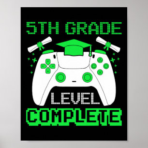 Poster Niveau scolaire Joueur accompli Diplômé de 5e