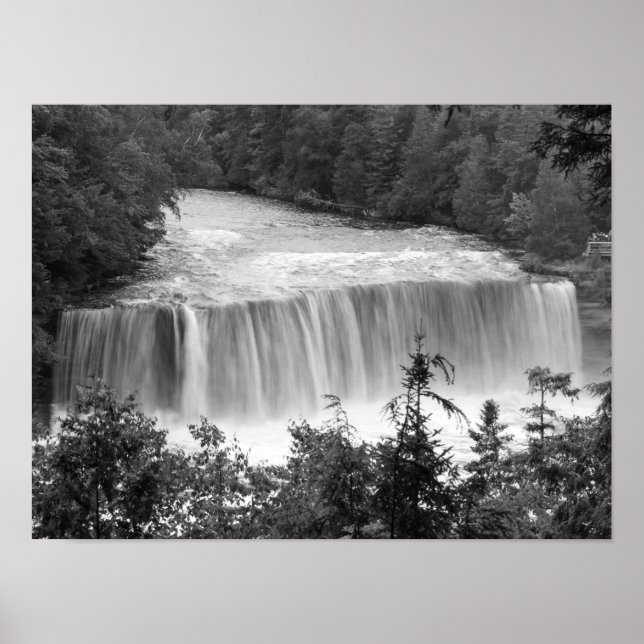 Poster Niveaux de gris de Tahquamenon Upper Falls (Devant)