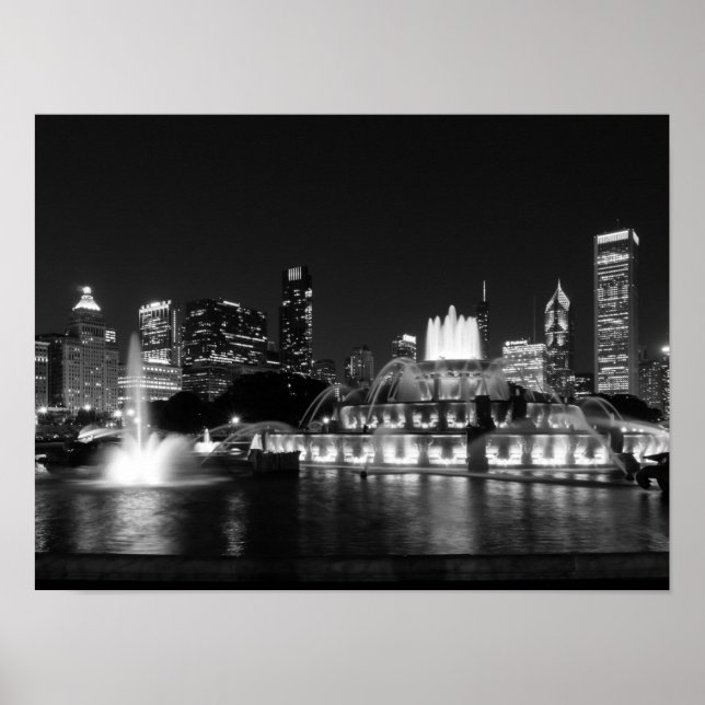 Poster Niveaux de gris Grant Park Chicago (Devant)
