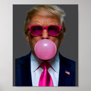 Poster Nk Lunettes Drôle Donald Trump Nk Bubble Gum 2024