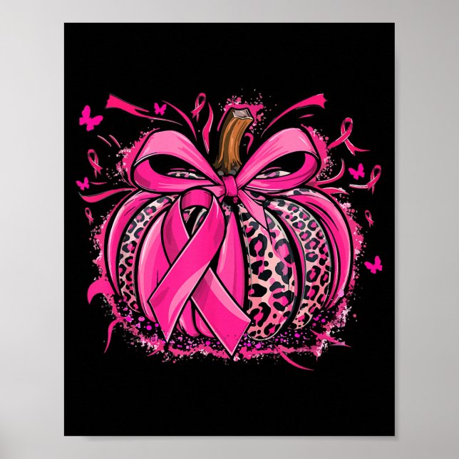 Poster Nk Pumpkin Leopard Coquette Bow Breast Cancer Awar (Devant)