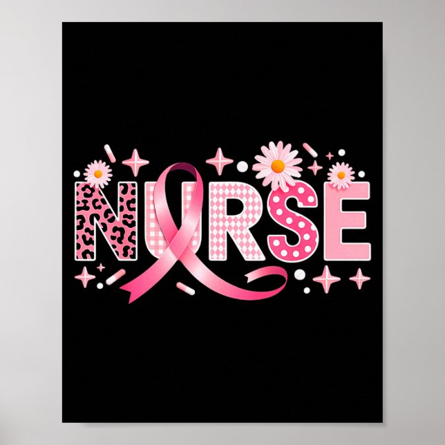 Poster Nk Ribbon Stethoscope Nurse Life Breast Cancer Awa (Devant)