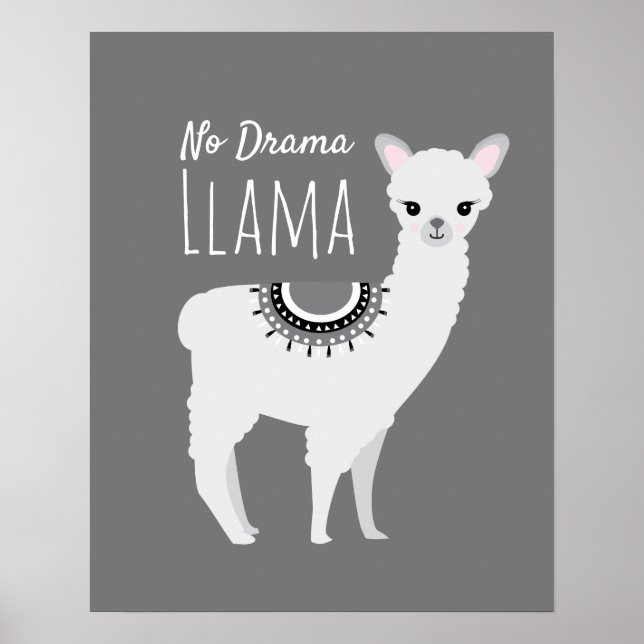 Poster No Drama Llama Mur Art Illustration (Devant)