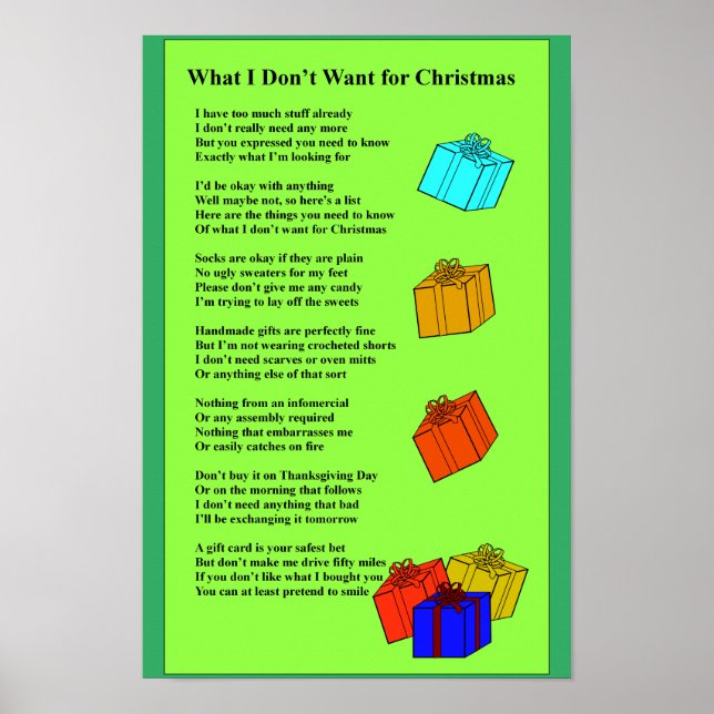 Poster No For Christmas Poem (Devant)