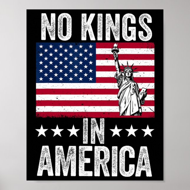 Poster No Kings In America Flag Protest Save Democracy 9 (Devant)