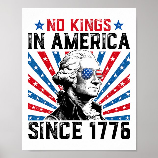 Poster No Kings In America Since 1776 Distressed Usa Flag (Devant)