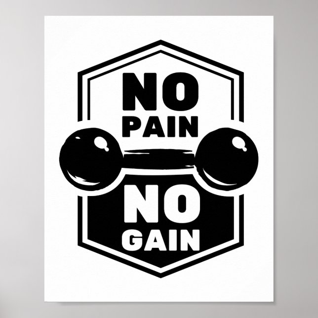 Poster No Pain No Gain | Citation Motivationnelle Gym Fit (Devant)