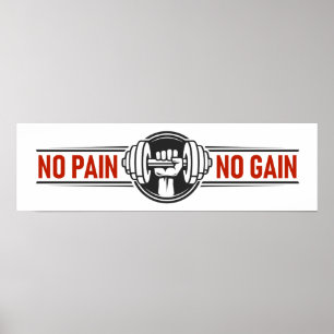 Poster No Pain No Gain   Citation Motivationnelle Gym Fit