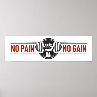 Poster No Pain No Gain | Citation Motivationnelle Gym Fit