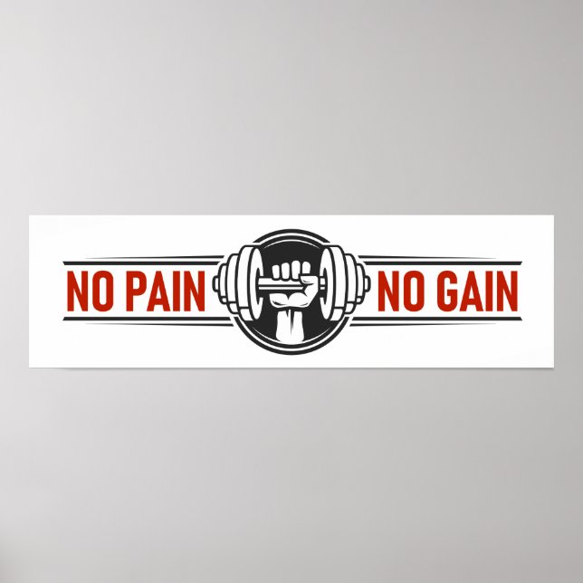 Poster No Pain No Gain | Citation Motivationnelle Gym Fit (Devant)