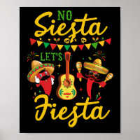 No Siesta Let's Fiesta Mexican Maracas Sombrero