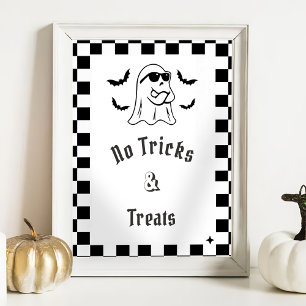Poster " No Tricks & Treks" Boo Funny Baby shower Jeu